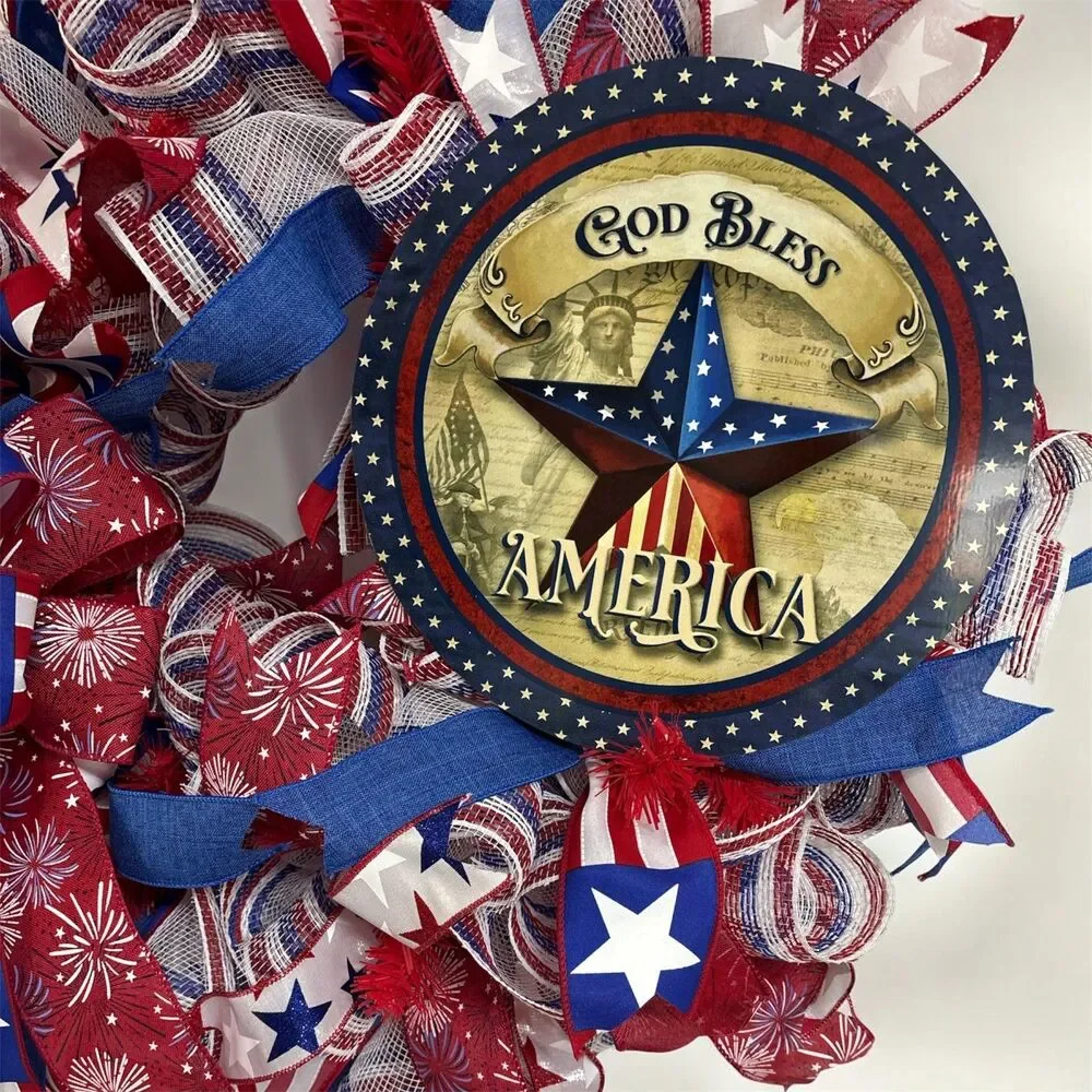 God Bless America Fourth July Wreath